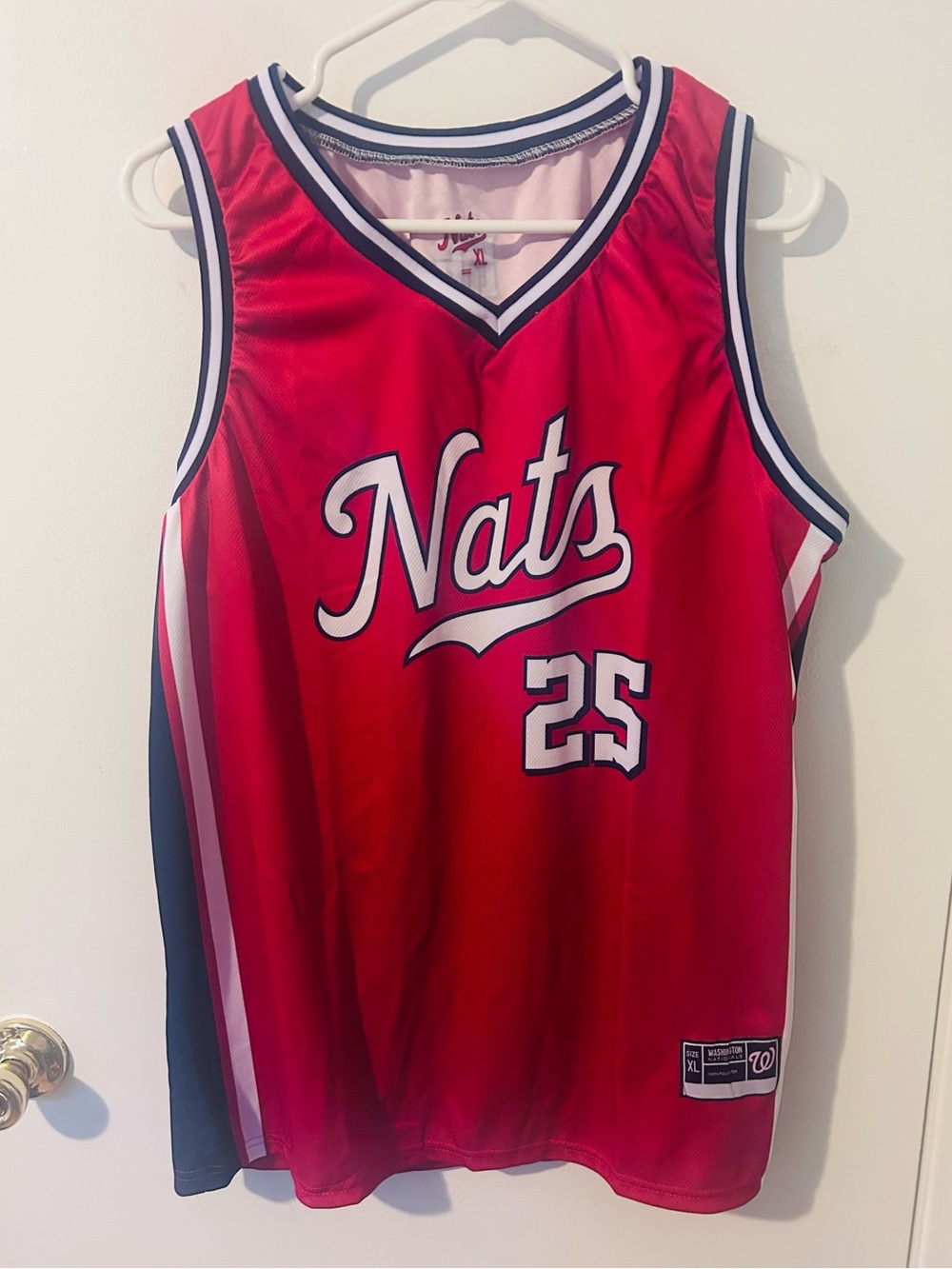 DC Nats Red Basketball Jersey with Navy & White Trim - Number 25